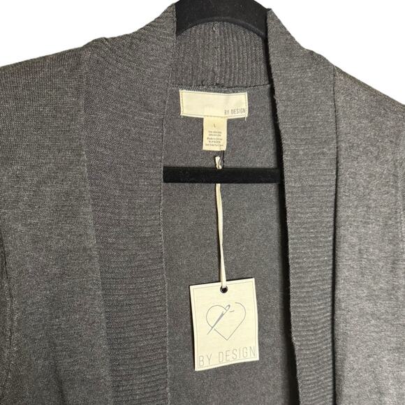 By Design Long Tunic Length Cardigan - Charcoal Gray Size L - Picture 5 of 7
